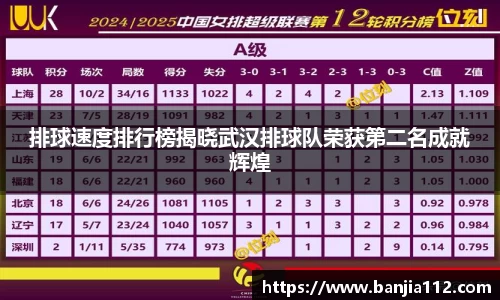 排球速度排行榜揭晓武汉排球队荣获第二名成就辉煌